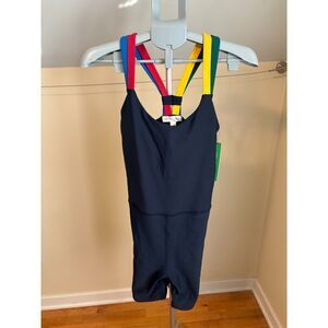 NWT Venus Williams x AQUA Multicolor Navy Jumpsuit Unitard Sz M Sporty Bold